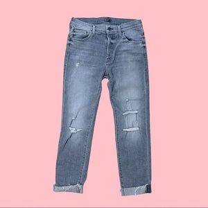 MOTHER Jeans | The Scrapper Frayed Cuff l Washed Grey | Sz 26